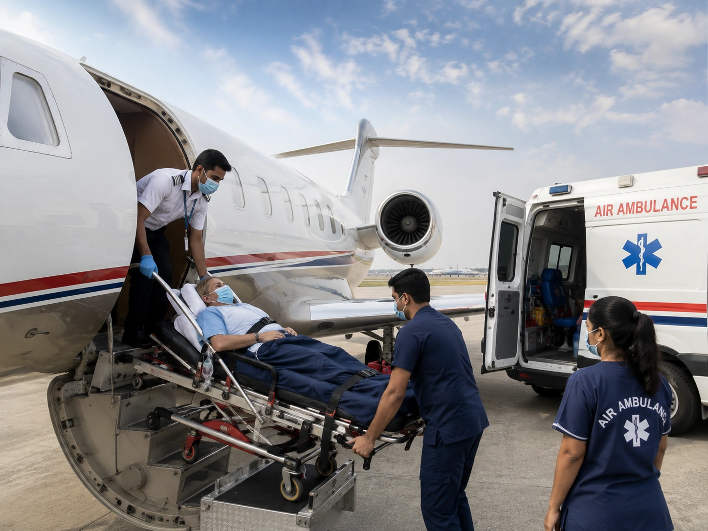 Air ambulance medical transfer coordination for international patients