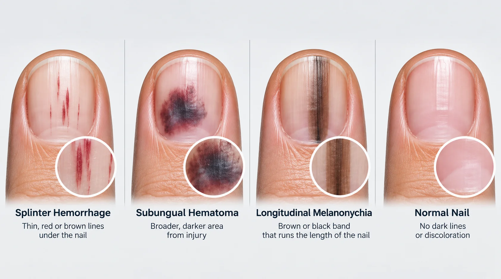 splinter hemorrhage vs other dark lines under the nail